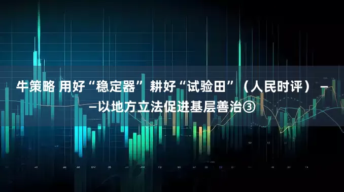 牛策略 用好“稳定器” 耕好“试验田”（人民时评） ——以地方立法促进基层善治③