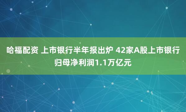 哈福配资 上市银行半年报出炉 42家A股上市银行归母净利润1.1万亿元