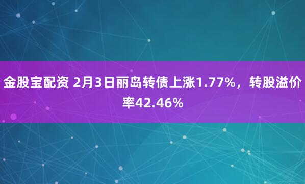 金股宝配资 2月3日丽岛转债上涨1.77%，转股溢价率42.46%
